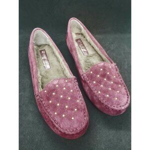 Naturalizer Kelia Womens Loafers Slippers Flats Wine Gold Studded Size 6.5 M NEW